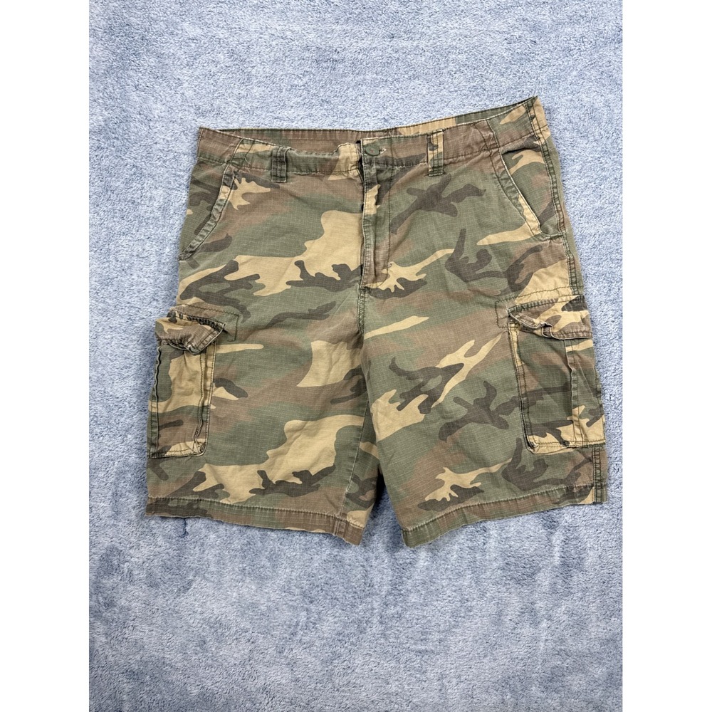 Airwalk Mens 36 Green Camo Cargo Shorts Ripstop Cotton Tactical Skater 9714